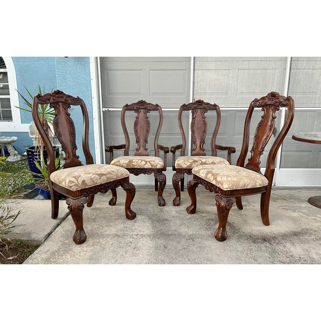 French Vintage Wood Chairs With Claw and Ball Feet - Set of 4 For Sale - Image 3 of 11