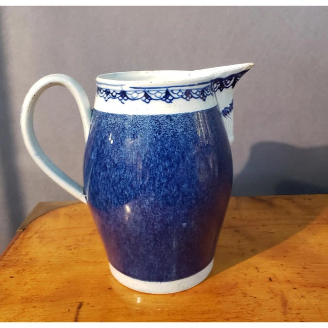 Ceramic Pearlware Jug With Sponged Cobalt Blue Ground, Blue and White Circa 1790–1810 For Sale - Image 7 of 8