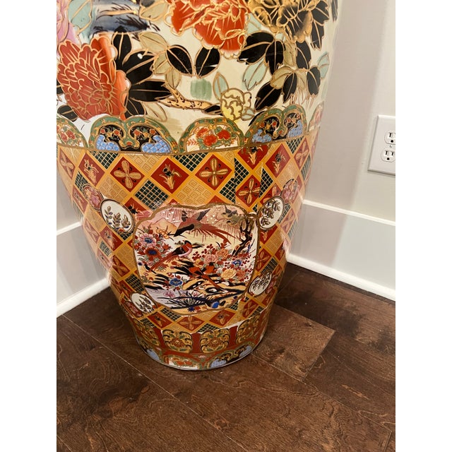 Asian Very Beautiful Extra Large 62 Inches Monumental Asian Floor Porcelain Vase For Sale - Image 3 of 12