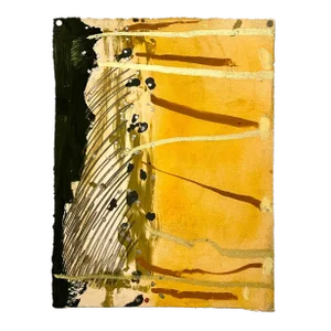 Stanley Boxer Mixed Media Abstract Expressionist Painting on Paper in Gold, 1987
