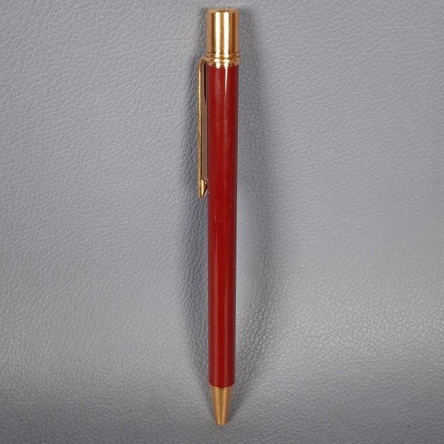 Vintage Bordeaux Gold Ballpoint Pen with Notebook and Box from Cartier, 1980s, Set of 3 For Sale - Image 3 of 12