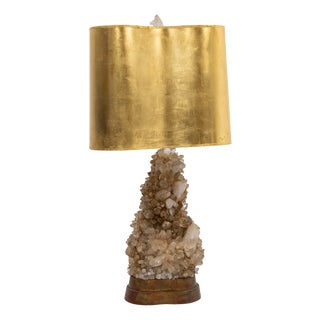 Brass and Crystal Lamp, 1940s For Sale