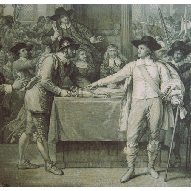 Large Early 19th Century Engraving in Gold Frame, Cromwell Dissolving the Parliament, by John Hall After Benjamin West For Sale - Image 6 of 12