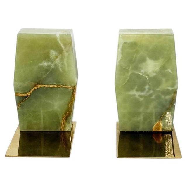 Onyx and Brass Bookends, France, 20th Century, Set of 2 For Sale - Image 10 of 10