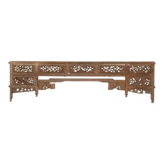 Antique Carved Lattice Wood Oriental Panel For Sale