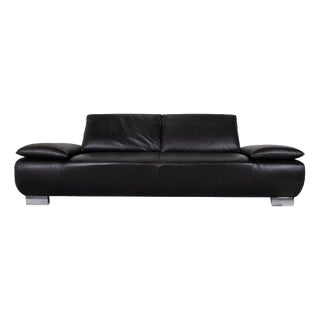 Volare Black Leather Three-Seater Manual Function Sofa from Koinor For Sale