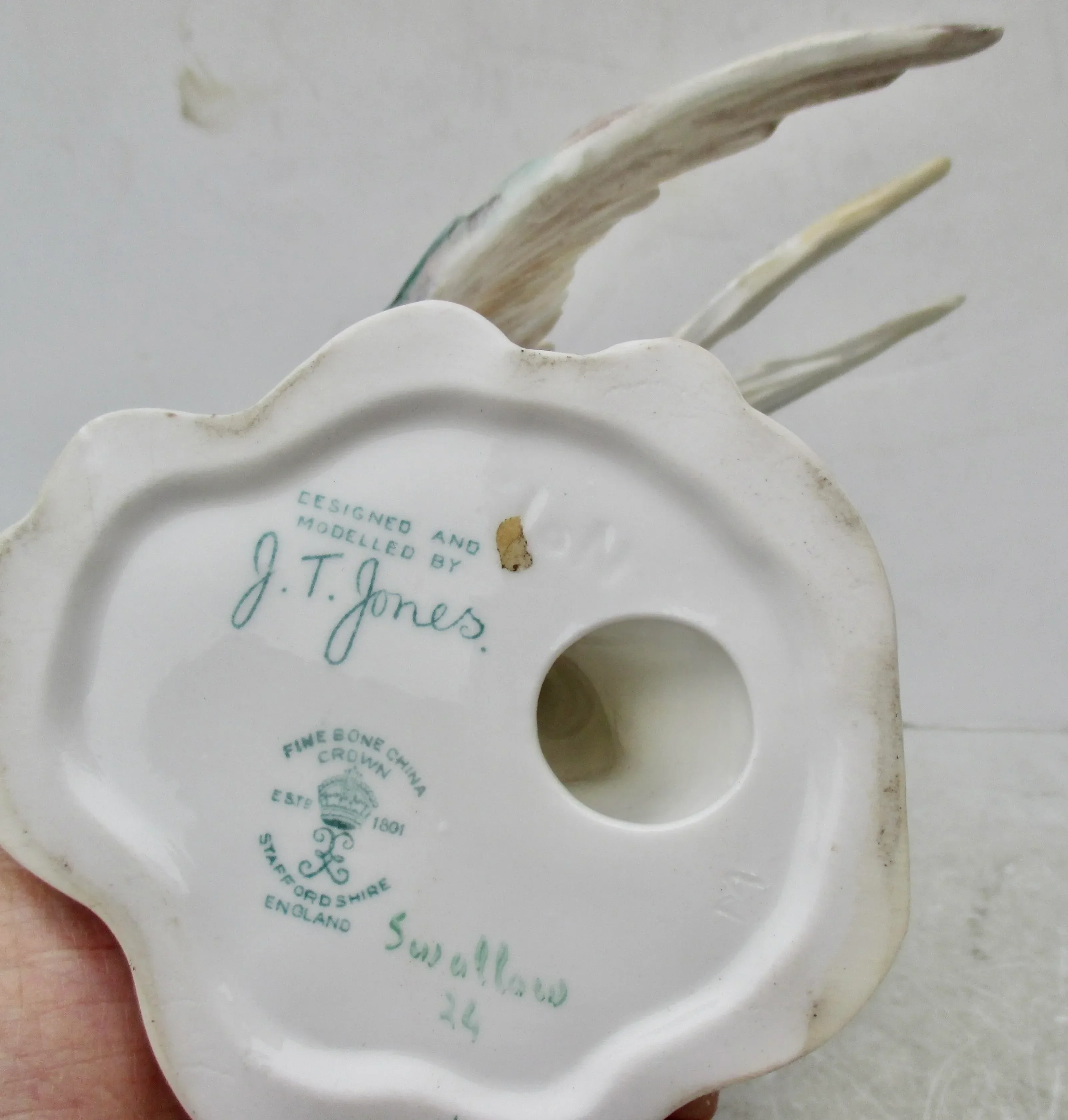Pair of J T Jones Crown Staffordshire Birds Bone China - A Pair of