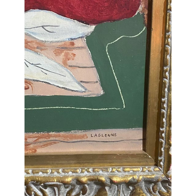 Mid-Century Modern 1940’s Mid Century Jean Francis Laglenne Oil Painting For Sale - Image 3 of 13