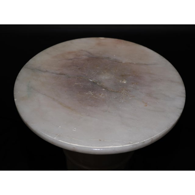 Alabaster Vintage 36+ Inch Neoclassical Decorative Alabaster Column Stand For Sale - Image 8 of 12