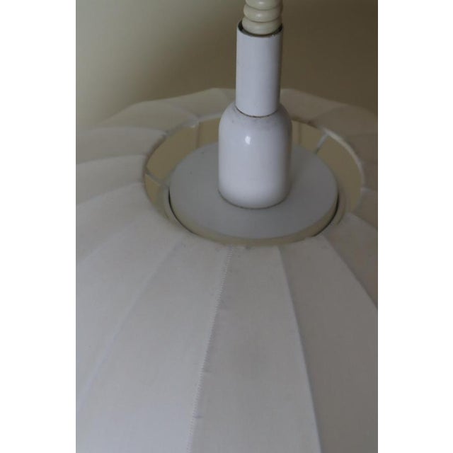 Swedish White Fabric Shade Height-Adjustable Pendant Lamp, 1980s For Sale - Image 4 of 16