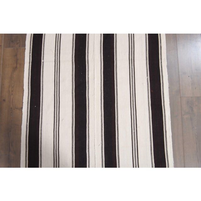1970s Vintage Handmade Wool Cotton White Runner Rug For Sale - Image 11 of 11