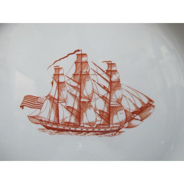 Early 20th Century Spode Copeland England Red Trade Winds Ship Turk 10 1/4" Dinner Plate Set of 4 For Sale - Image 5 of 5