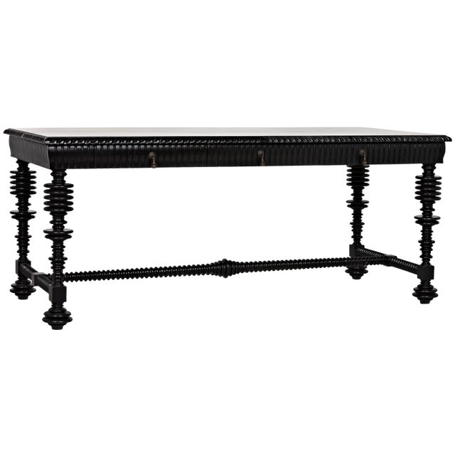 NOIR Portuguese Desk, Hand Rubbed Black For Sale
