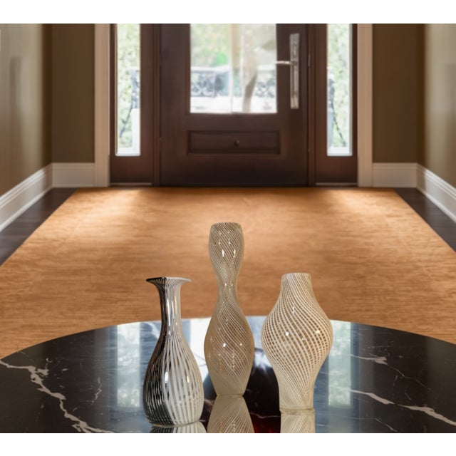 Glass Murano Mezza Filigrana Art Glass White and White and Black Pin Stripe Swirl Vases- Set of 3 For Sale - Image 7 of 18