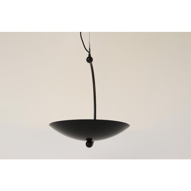 Postmodern pendant lamp, manufactured in Belgium in the 1980s by Massive Leuchten. Company label inside the canopy. This...