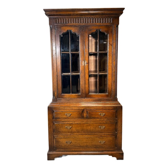 New England Oak Housekeepers Cabinet For Sale