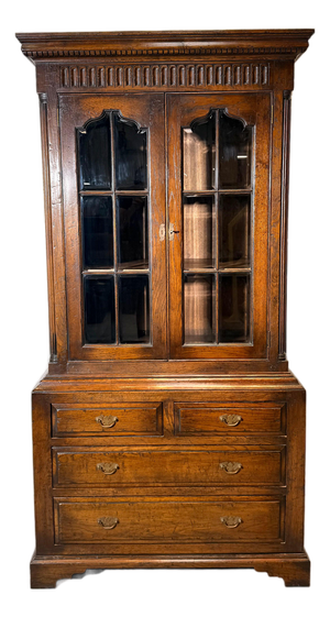 New England Oak Housekeepers Cabinet