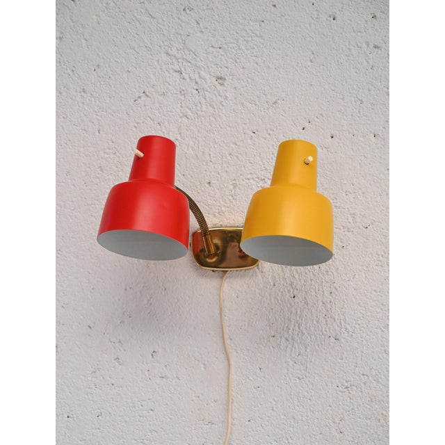 Metal Scandinavian 2-Tone Metal Wall Lamp, 1960s, Set of 2 For Sale - Image 7 of 7