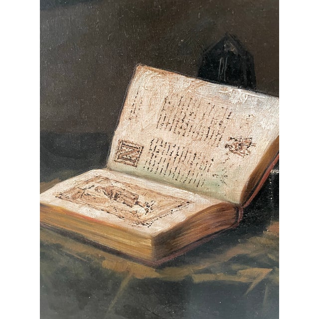 1970s Vintage Mozart Still Life Painting Signed “Duval” – Studio Art Classical Gentleman’s Library Style For Sale - Image 5 of 7