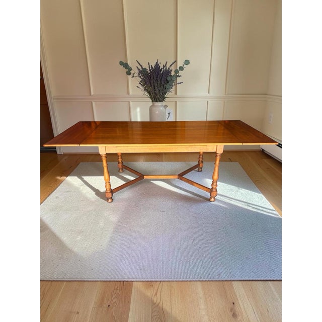 Vintage 1970s Ethan Allen Solid Maple Draw-Leaf Dining Table For Sale - Image 11 of 12