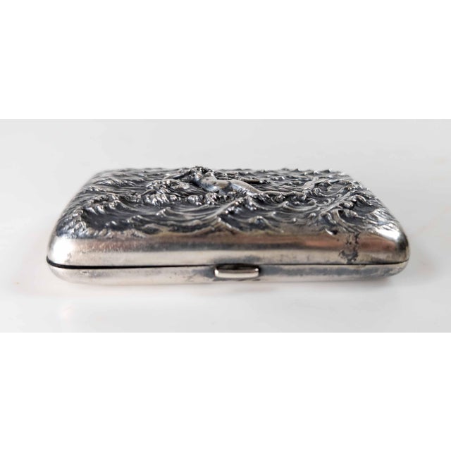20th Century American Sterling Silver Cigarette Case With Siren & Dolphin by Battin & Co. For Sale In New York - Image 6 of 15