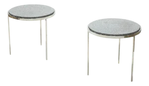 Stainless Steel and Granite Side Tables - a Pair