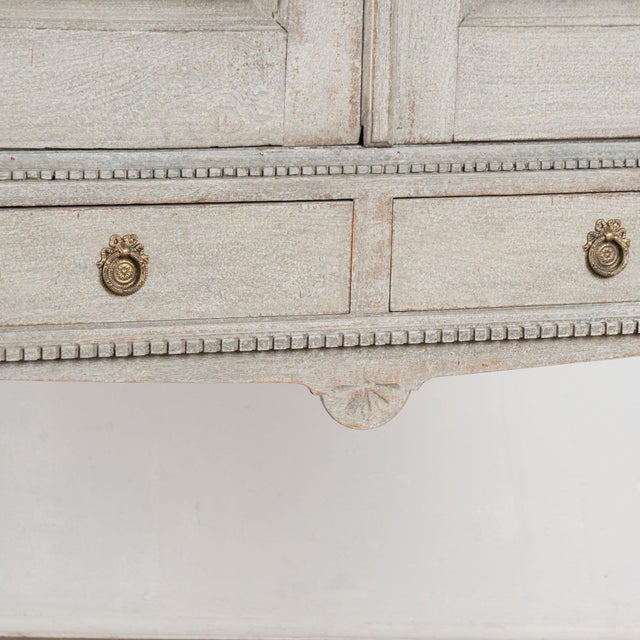 Gray 19th Century Danish Gray Painted Oak Cabinet on Legs With Interior Drawers For Sale - Image 8 of 12