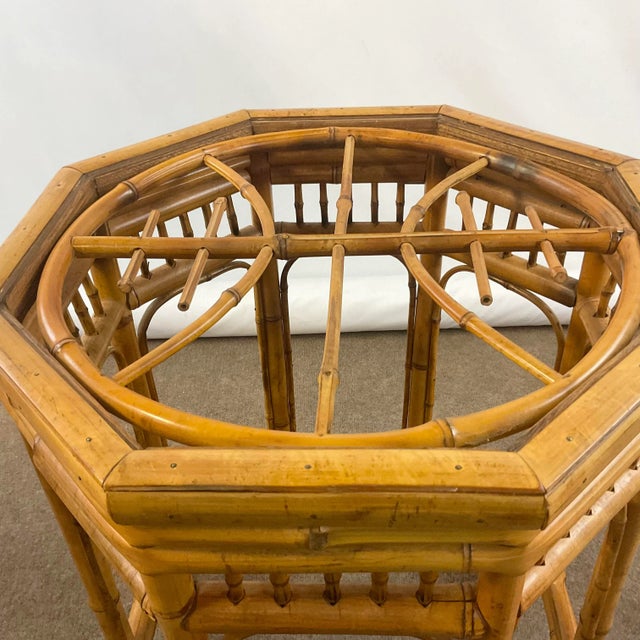 Vintage Coastal Hollywood Regency Brighton Pavilion Bamboo Side Table Base For Sale - Image 6 of 12