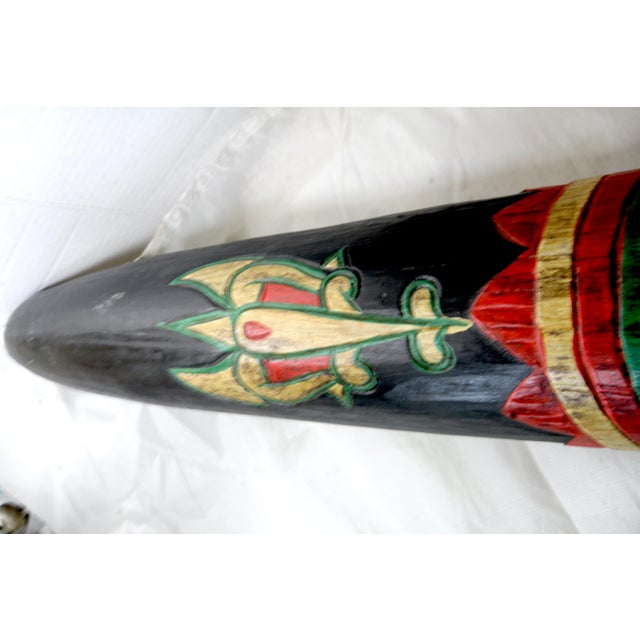 40" Long Hand-Carved Mid-Century Indonesian Wall Mask Tribal Aesthetics For Sale - Image 11 of 11