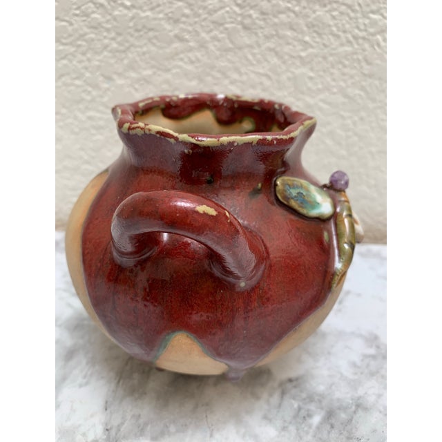 Farmhouse Vintage Rustic Drip Glaze Dragonfly Vessel For Sale - Image 3 of 8