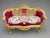 French Late 20c French Louis XVI Red Velvet Gilt Beech Settee For Sale - Image 3 of 13