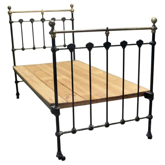 Brown Victorian Single Brass and Iron Bed For Sale - Image 8 of 8