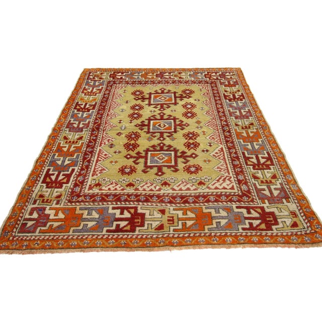 Vintage Turkish Oushak Throw Rug - 03'07 X 04'11 For Sale - Image 4 of 7