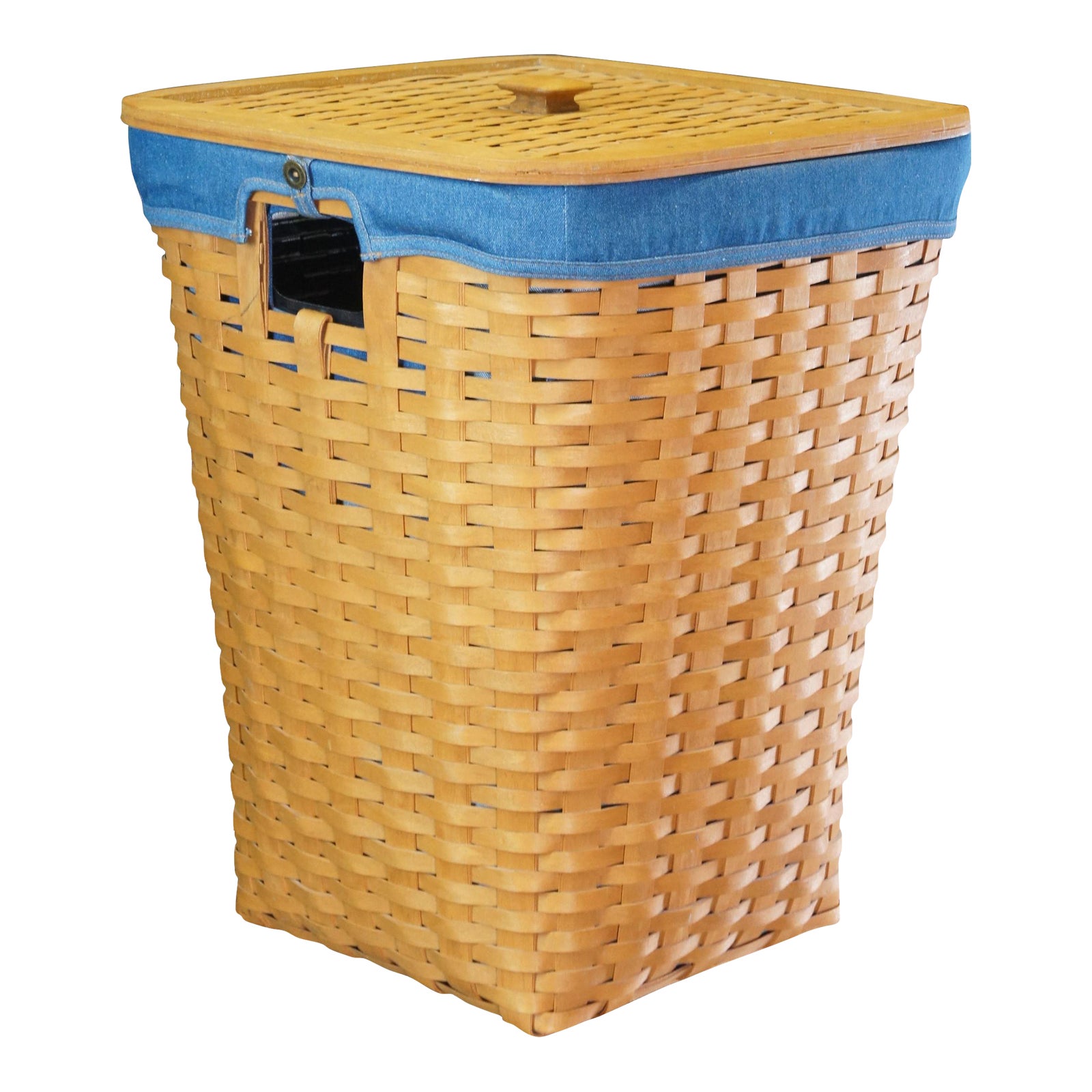 1990s Vintage Longaberger Large Woven Laundry With Denim Lining Chairish