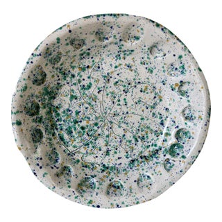 Vintage Handmade and Hand-Painted Decorative Art Pottery Plate For Sale