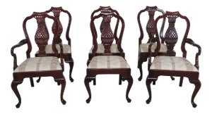 1990s Vintage Kindel Pineapple Back Mahogany Dining Room Chairs- Set of 6