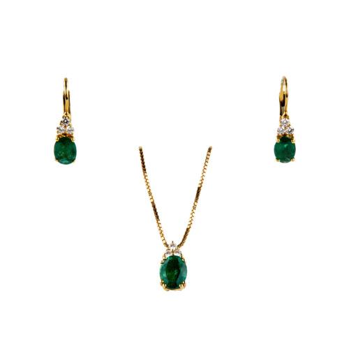 Giorgio Visconti. 18k Gold Pendant and Earrings with Emeralds and Diamonds., 2000s For Sale - Image 9 of 9