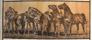 1933 French Equestrian Poster, Five Jockeys and Their Horses