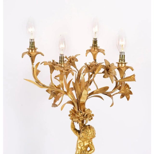 19th Century Monumental French Ormolu Cherub Table Lamp For Sale - Image 12 of 18