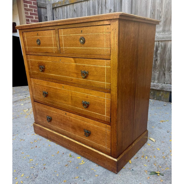 Traditional English Aesthetic Movement Walnut Chest of Drawers For Sale - Image 3 of 10