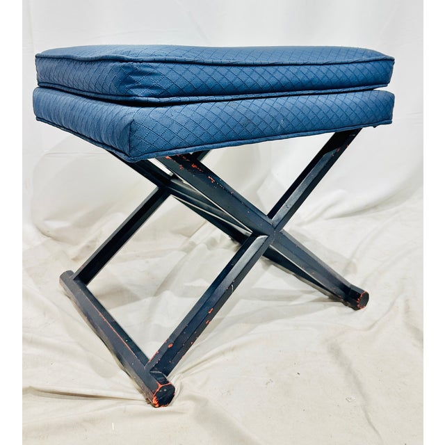 Mid 20th Century Vintage Mid Century X Bench Ottoman For Sale - Image 5 of 6