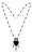 Czechoslovakian Art Deco Black Glass and Crystal Geometric Pendant Necklace, 1920s For Sale