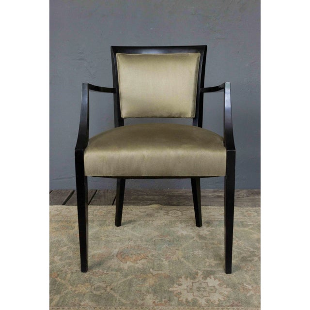 French Reproduction 1940's Normandy Style Ebonized Bridge Armchair For Sale - Image 3 of 7