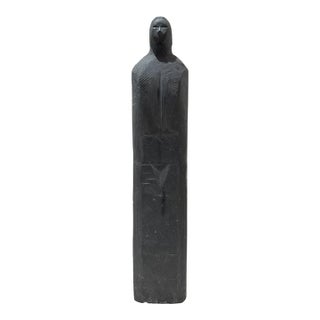 Larry Mohr Gray Stone Figurative Sculpture Signed From Artist Estate For Sale