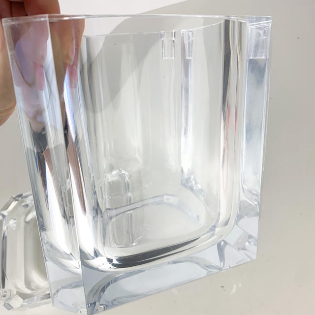 Hollywood Regency Vintage Lucite Acrylic Ice Bucket Swivel Top Alessandro Albrizzi Carlisle Style For Sale - Image 3 of 8