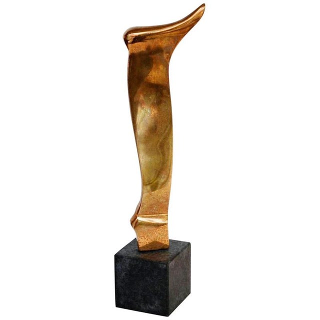 Abstract Bronze Sculpture with Black Plinth by Neil Willis, England, 1970s For Sale - Image 9 of 9