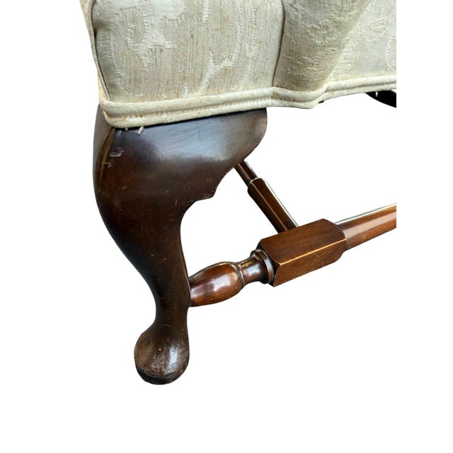 Late 20th Century Kittinger Colonial Williamsburg Reproduction White Wingback Chair For Sale - Image 11 of 12