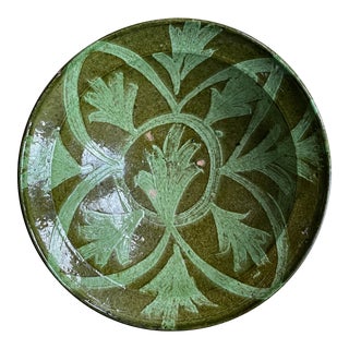 Handmade Pottery Bowl With Palm Decoration For Sale