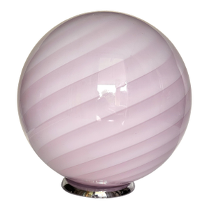 Contemporary Pink Swirl and Milky-White Sphere Murano Glass Table Lamp