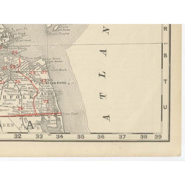 Antique Map of Virginia The Dominion by Ran McNally, 1899 For Sale - Image 9 of 12